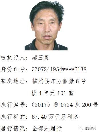 最新潍坊坊子老赖名单