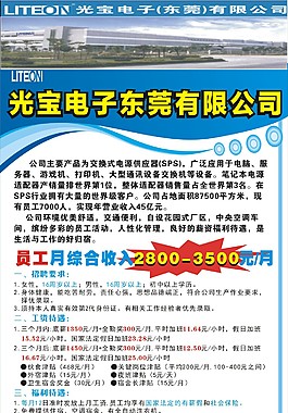 长安光宝电子厂最新招聘信息